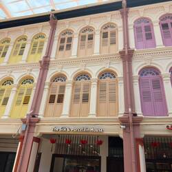 Shop facades around Chinatown Station.