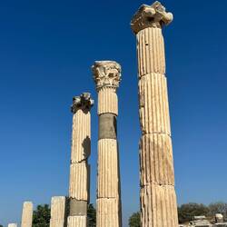 Three different column capitals side by side