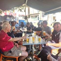 Beers with all our fellow walkers