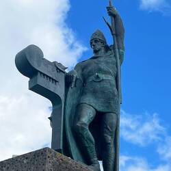Statue of first man in Iceland.