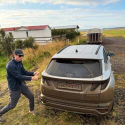 Check out how muddy the car got on the dirt roads