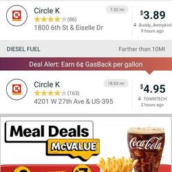 10 Meilen auseinander und über 1 Dollar Unterschied.