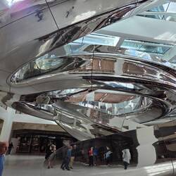 The tornado is the stairwell to the top of the museum.