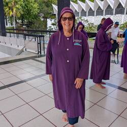 Women have to be covered to visit the National Mosque - men are OK!