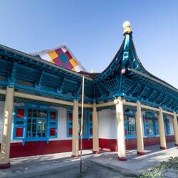 Die dunganische Moschee in Karakol sieht von außen eher wie ein chinesischer Tempel aus.