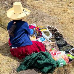 There are a lot of sales people around the site. This lady is selling medicinal herbs