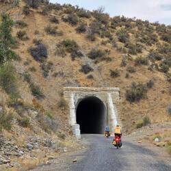 One of two train tunnels along the trail