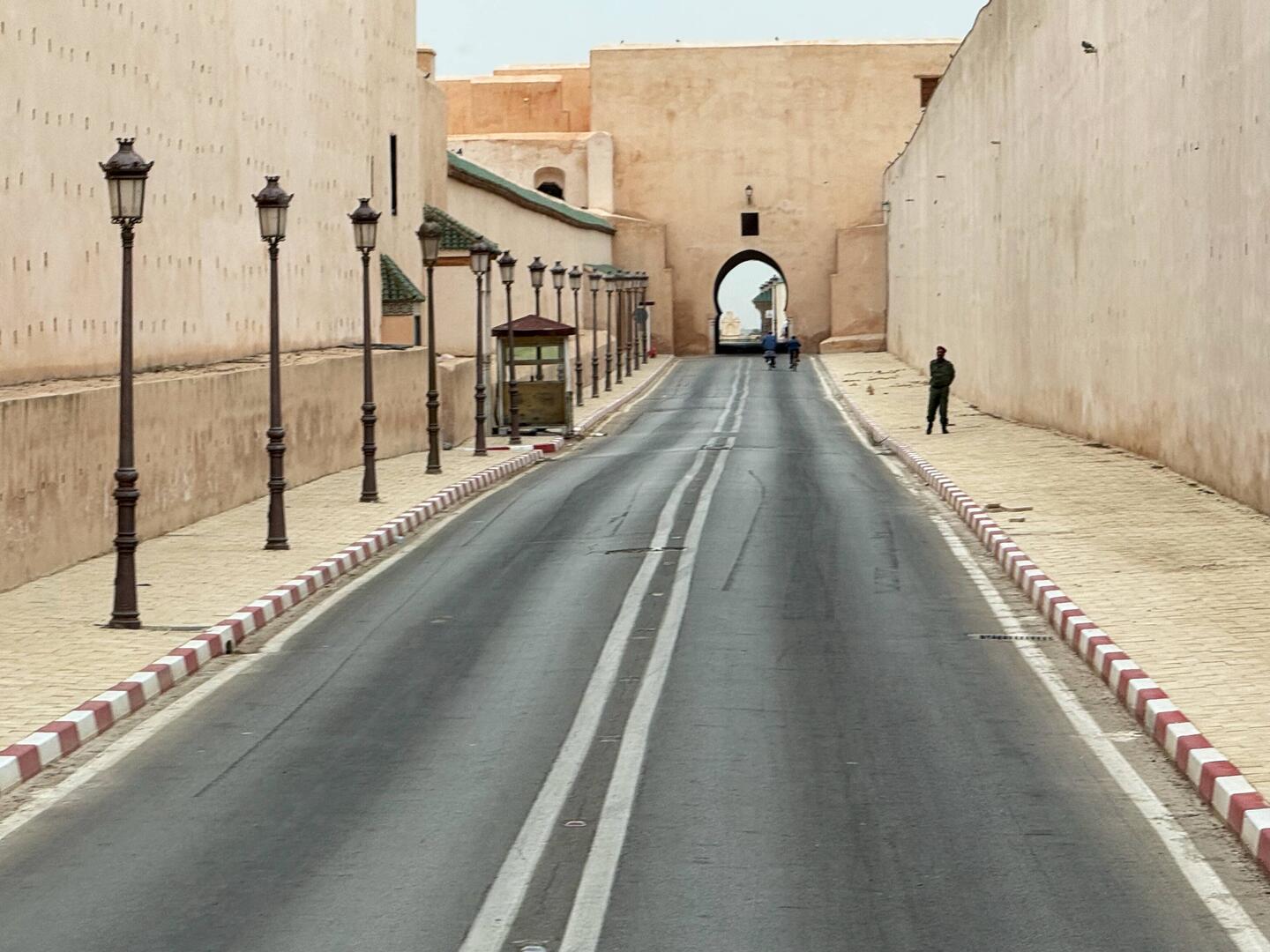 Meknes. City walls on the right and palace walls on the left