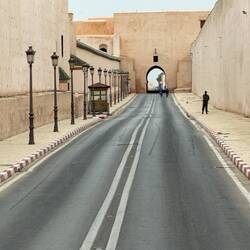 Meknes. City walls on the right and palace walls on the left