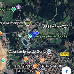 Vista de pájaro de nuestro camping en Gorliz