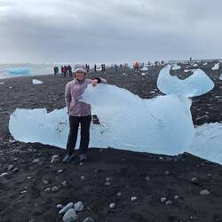 The beached small icebergs make natural ice sculptures.