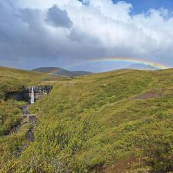 Hike to Svartavos with a rare rainbow finishing at the waterfall.