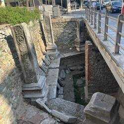 Ruins of a monumental marble fountain.