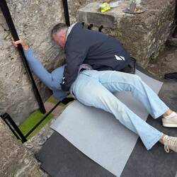 Nicky kisses the stone!