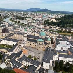 The old town of Salzburg viewed from above