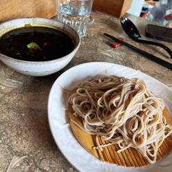 Beef tongue curry soba - squid ink
