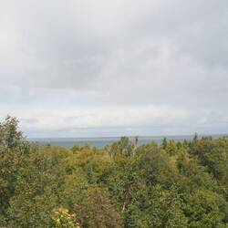 The views of Lake Michigan are quite distant.