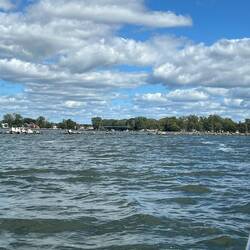 The rock shoal entering the Erie Canal on the east side of Oneida Lake