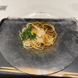 Sea bream somen at the Sakura First Class Lounge at Haneda.