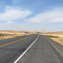 Hard to see but except for the road, everything is wheat fields for as far as you can see.