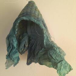Silk crepe, pleats & indigo dye