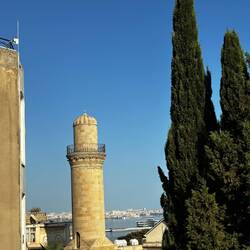 Minaret and the Caspian Sea