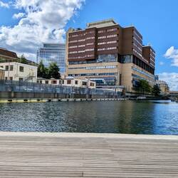 The Paddington Basin (old canal) is right next to the hotel.
