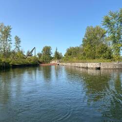 View of the old junction lock from the main channel of the Erie Canal.