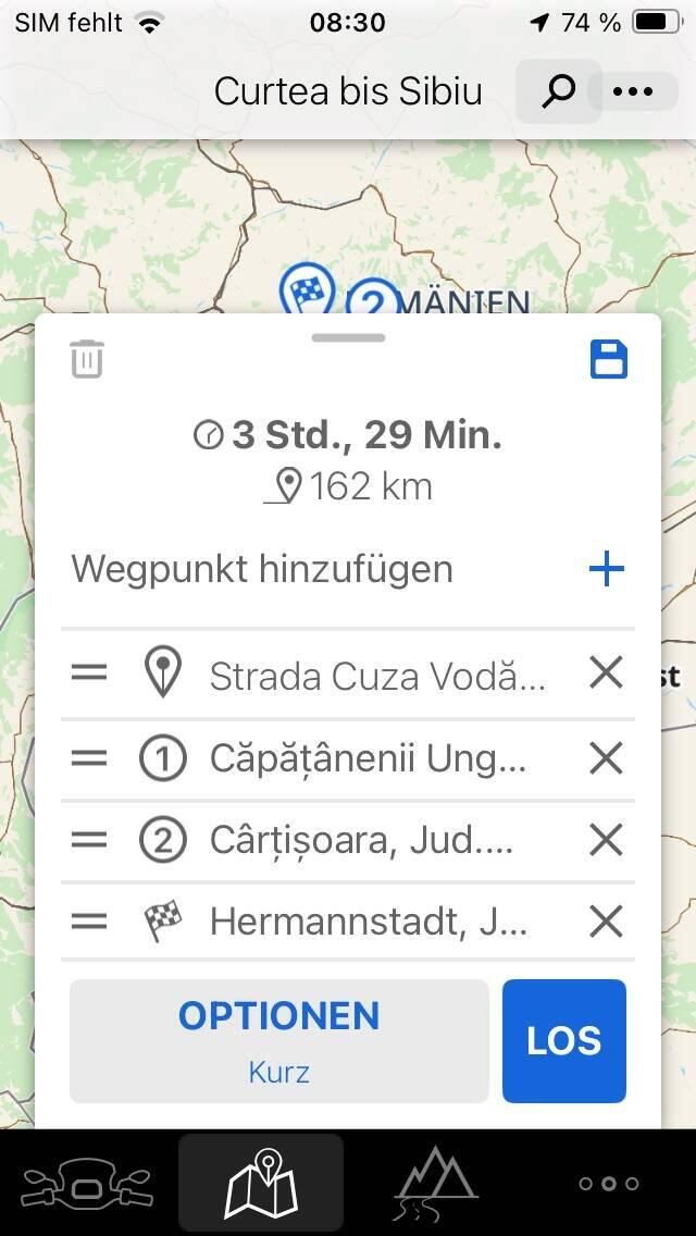 Der Reiseplan für heute