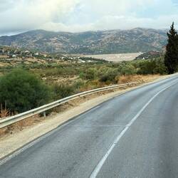 Moroccan scenery. The writing on the dam wall is the country's motto 'God, Country, King'