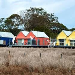Colourful houses on the island. There are about 500 homes in total.