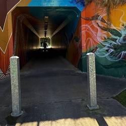 The Highway underpass decorated with murals