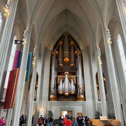 Inside the church; check out that organ!