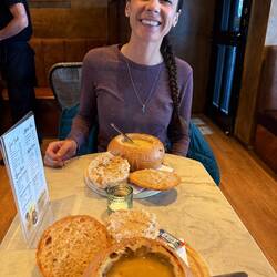 Our breadbowls of soup we had for lunch