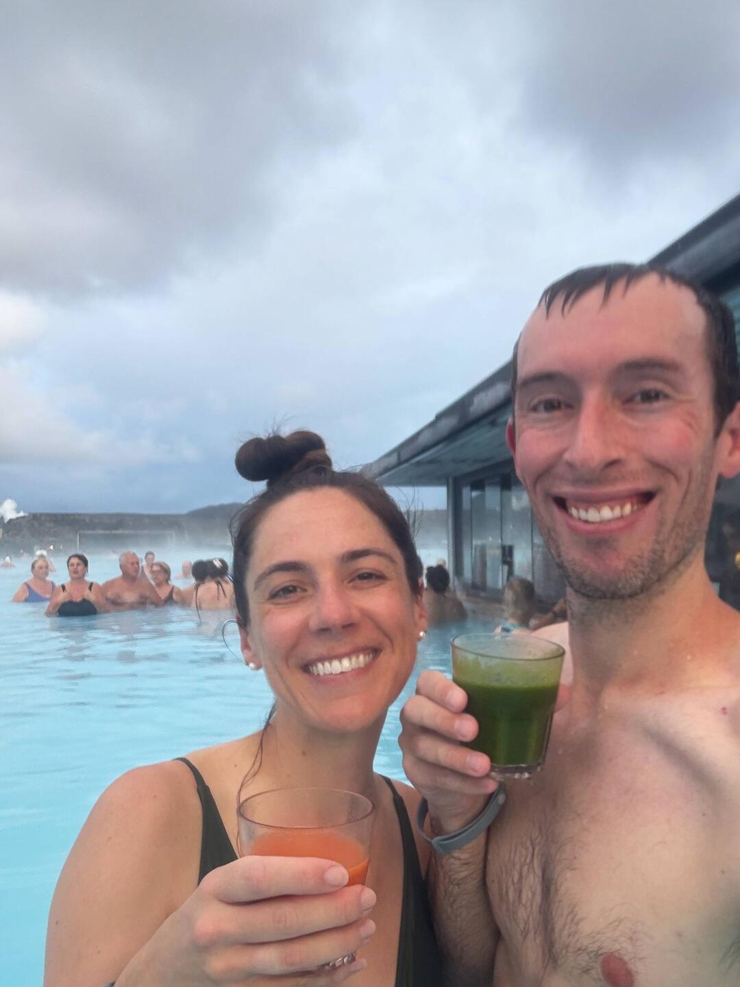 Enjoying smoothies at Blue Lagoon