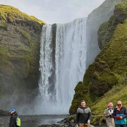 Base of the waterfall with our guide.