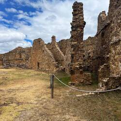 Inside of one of the round structures, further constructions are lined up on the inner wall