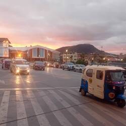 Evening light on the plaza de Armas, Huamachuco
