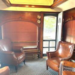 Lounge/observation area. Barometer and airbrake gauge on the wall.