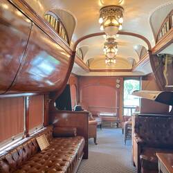 Another look at the lounge and sitting areas. The blinds are kept down to protect the interior.