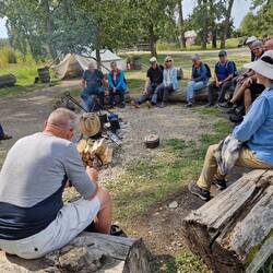 ....wir werden am Feuer über das damalige Leben der Cowboys informiert...