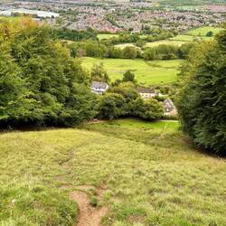 Looking down Coopers Hill (cheese rolling) Cotswolds Common nature reserve