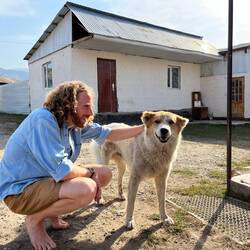 Aqtus, the excellent but flea-ridden dog that slobbered all over Dan's feet