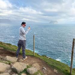 Chris filming the video- check out the wind blasting him!!