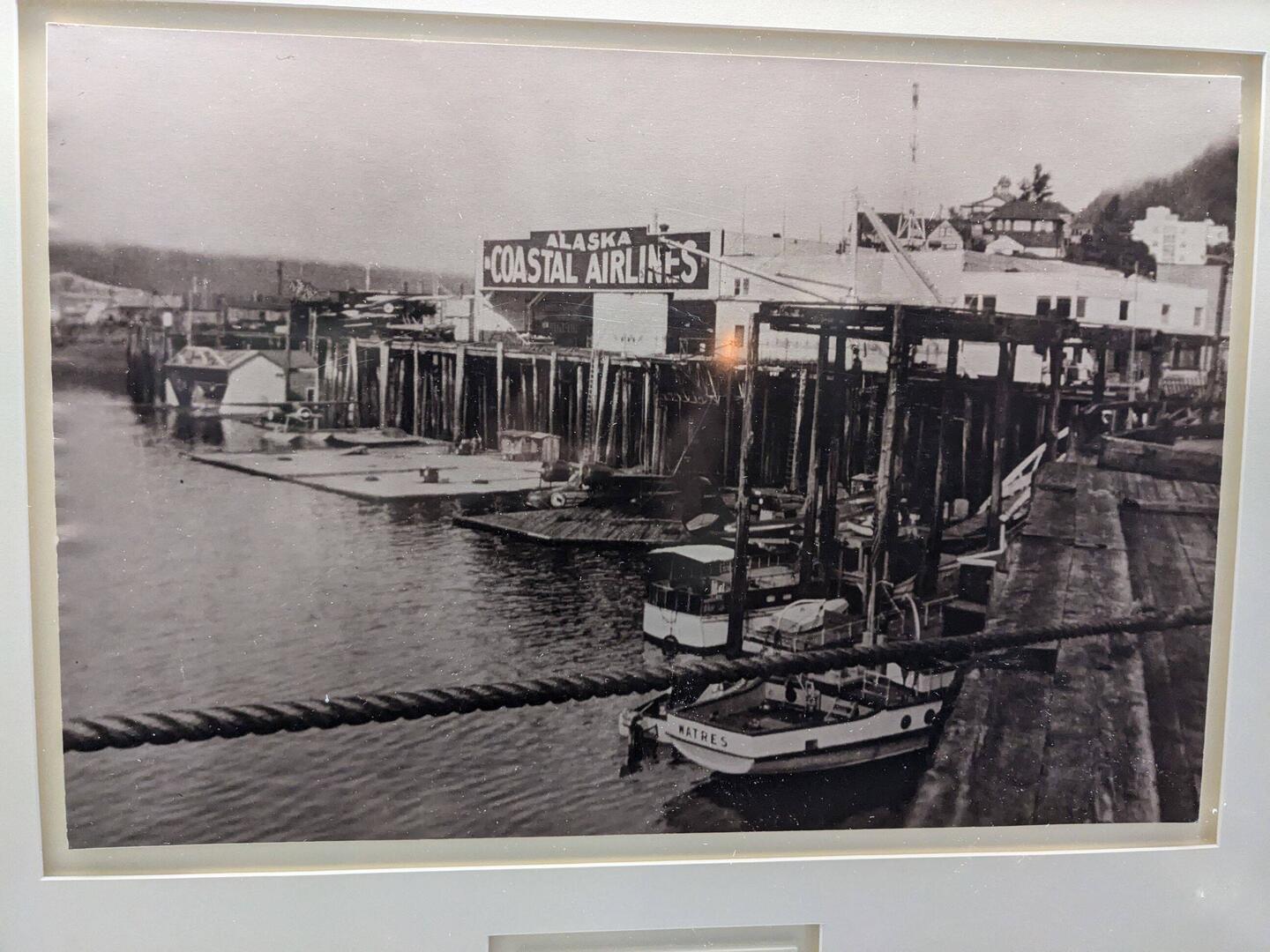 A picture of the float plane dock in the 50's
