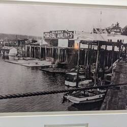 A picture of the float plane dock in the 50's