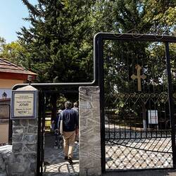 Entering the church grounds