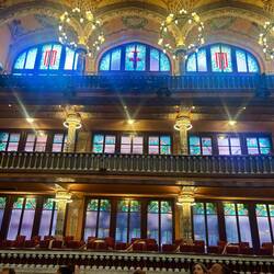 Stunning stain glass windows either side