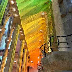 My favourite part of the church, the rainbow effect from the sunset stained glass window - beautiful