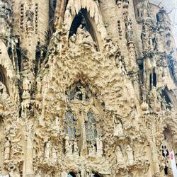 The entrance with nativity scenes all around